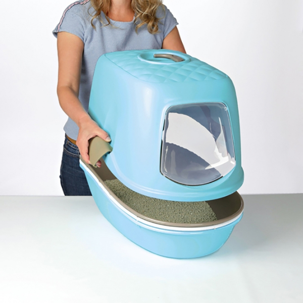 Trixie Katzentoilette Berto Top mit Trennsystem hellblau/taupe